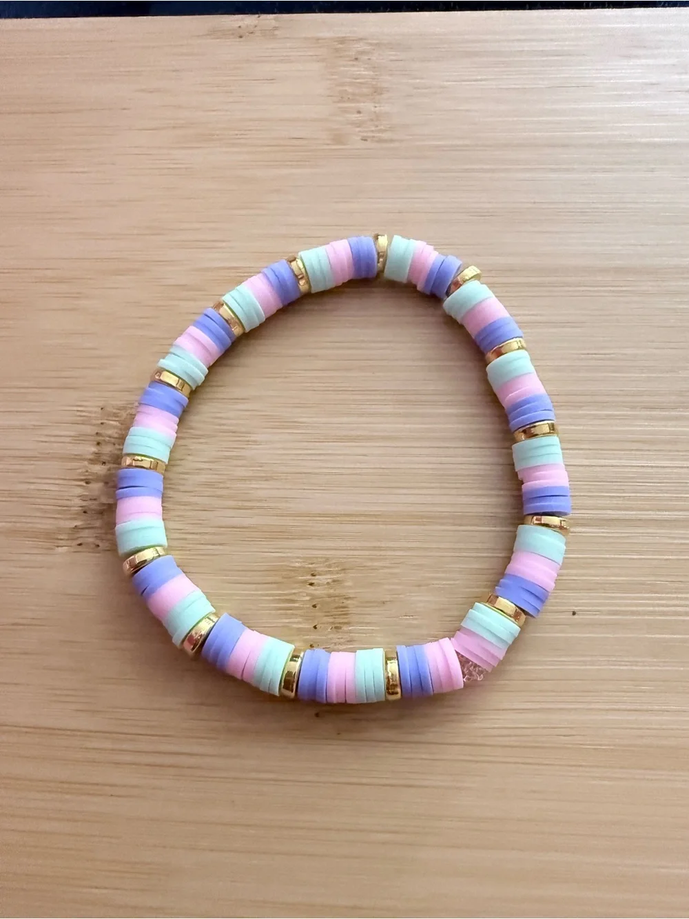 Kids Pastel Beaded Stretch Bracelet with Gold Accents